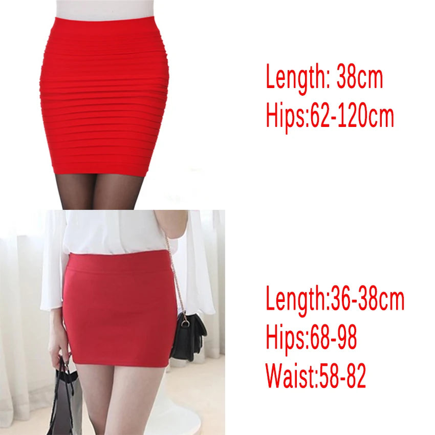 Elastic Pleated High Waist Bodycon Mini Skirt