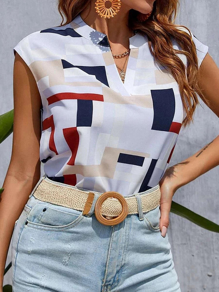 Women's Casual Short Sleeve Simple V Neck Blouse