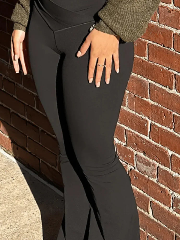 Flared Leggings Crossover V Waist Women's Yoga Pants