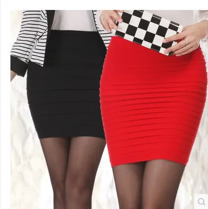 Elastic Pleated High Waist Bodycon Mini Skirt