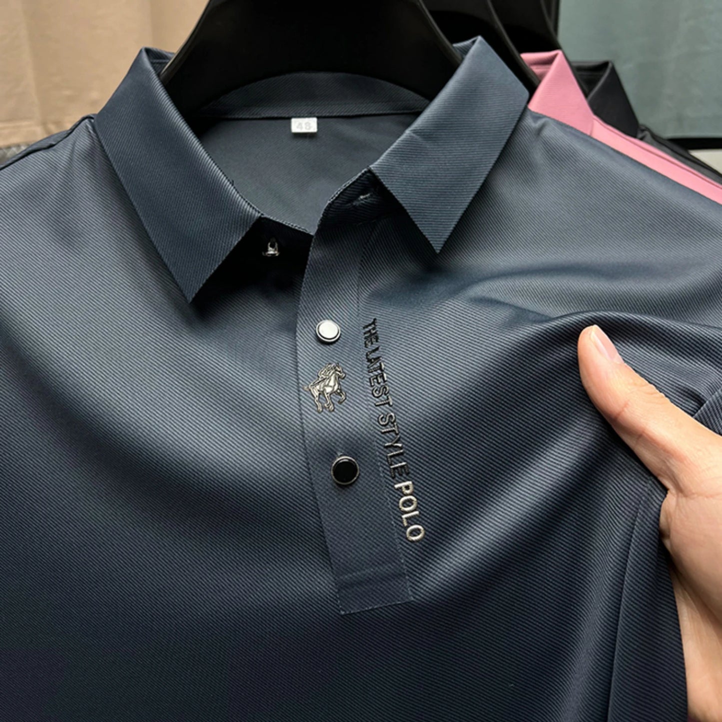 Ice Silk Embroidered Polo Shirt