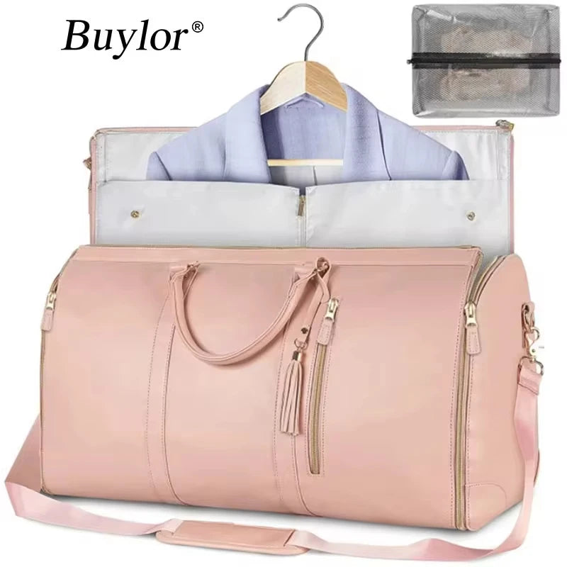 Buylor PU Large Capacity Folding Suit Travel Duffle