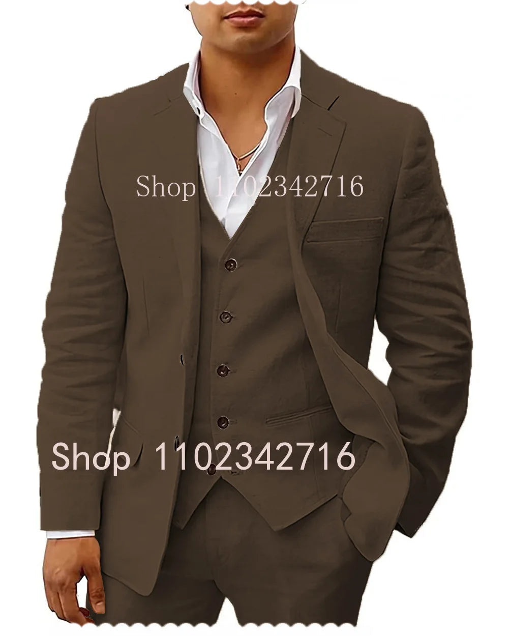 3 Piece Men’s Linen Summer Suit