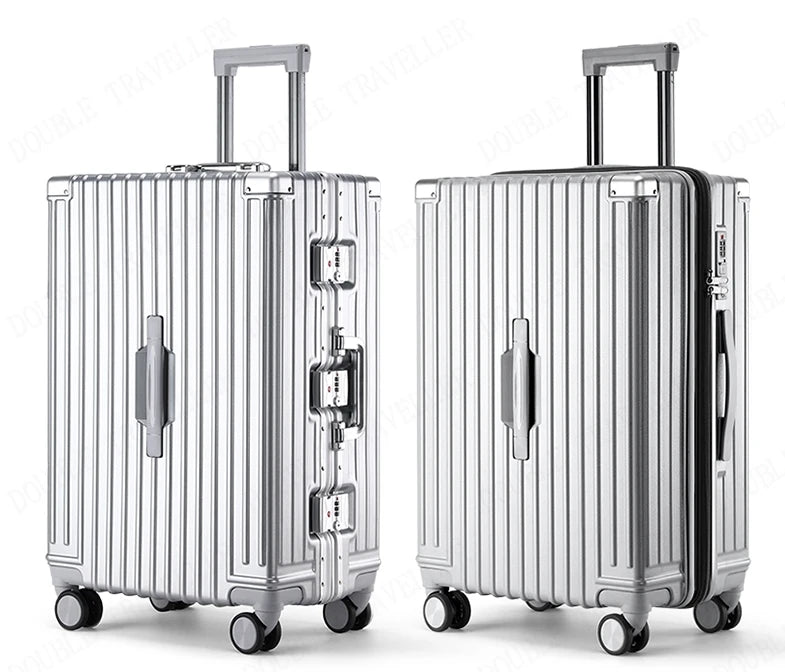 Aluminum frame travel password business USB rolling luggage case