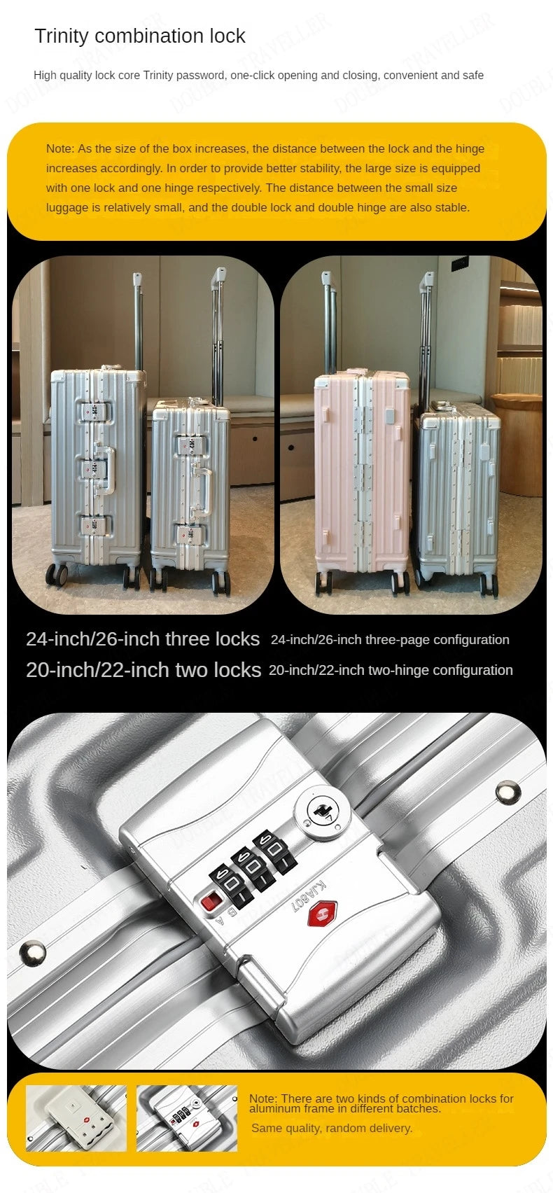 Aluminum frame travel password business USB rolling luggage case