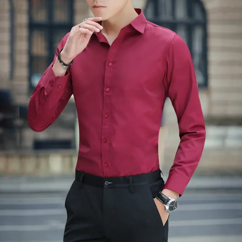 Men's Long-sleeved Trend Business Slim Fit Office Shirts