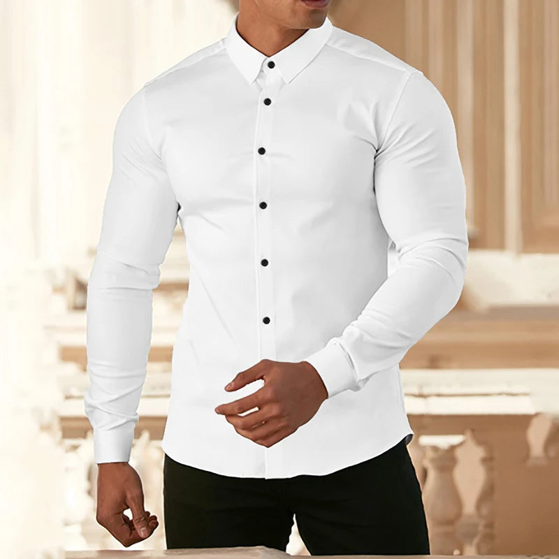 Autumn Fashion Casual long Sleeve Shirt Men Super Slim Social Business Dress Shirt